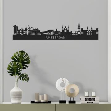 Metalen Amsterdam Skyline Wanddecoratie – Iconische Muurdecoratie voor Jouw Interieur