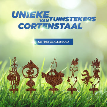 🐓 3 mm Cortenstalen Tuinprikkers – Unieke Sfeermakers voor Je Buitenruimte