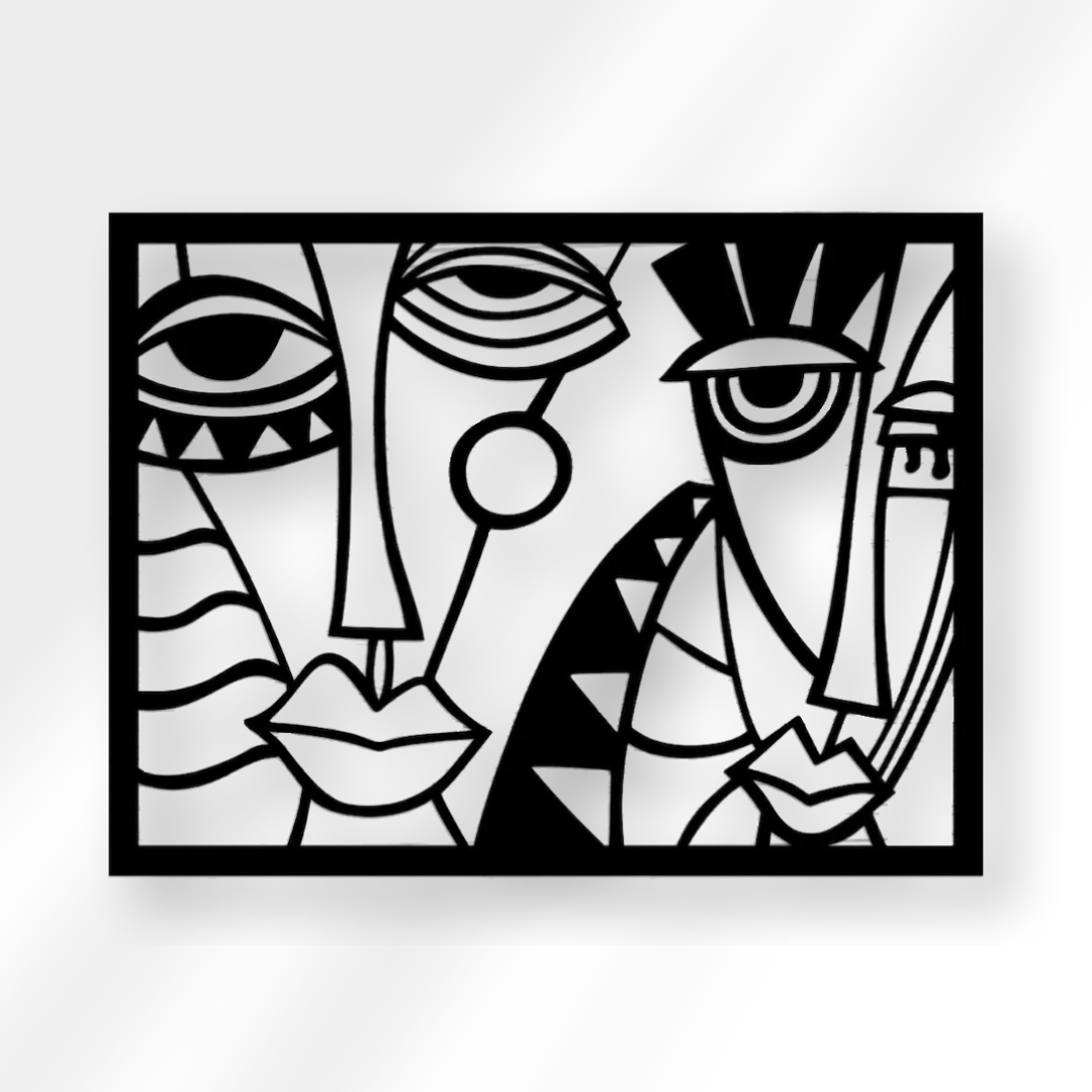 Industrial wall decoration - Picasso Art - Mancave - Metal - Picasso wall sign - 80x60cm