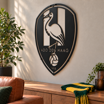 ADO Den Haag Zwart Gepoedercoat Stalen Logo – 40×50 cm Metalen Wanddecoratie