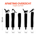 afmetingen cortenstaal tuindecoratie vogels 50 cm hoogte 13 cm breedte vogel 5 delige set tuinstekers Weterings Store