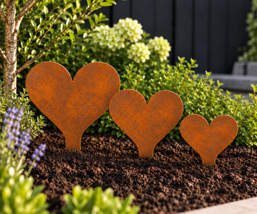 Set van 3 Tuinharten van 3 mm Cortenstaal – 15, 20 & 25 cm