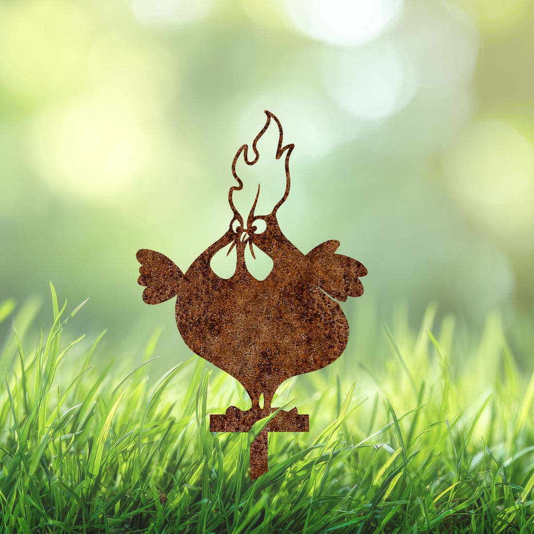 Cortenstaal Kip Tuinsteker – Humoristische Silhouet Tuindecoratie voor Buiten