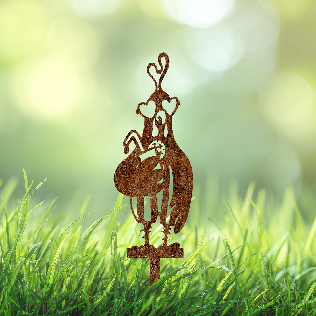 Cortenstaal Kip Tuinsteker – Speelse Kip met Zonnebril als Buiten Decoratie