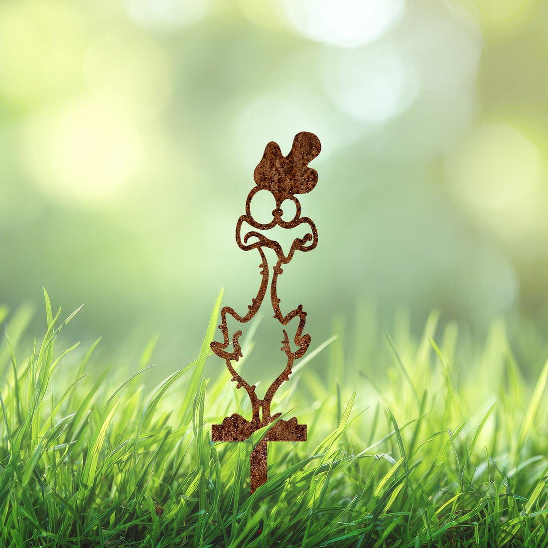 Cortenstaal Kip Tuinsteker – Humoristisch Geplukt Kip Silhouet voor Buiten