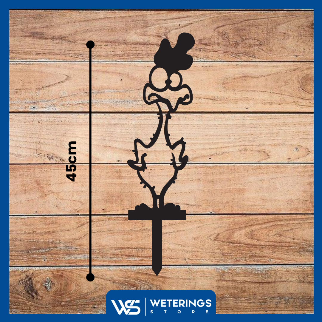 Cortenstaal Kip Tuinsteker – Humoristisch Geplukt Kip Silhouet voor Buiten