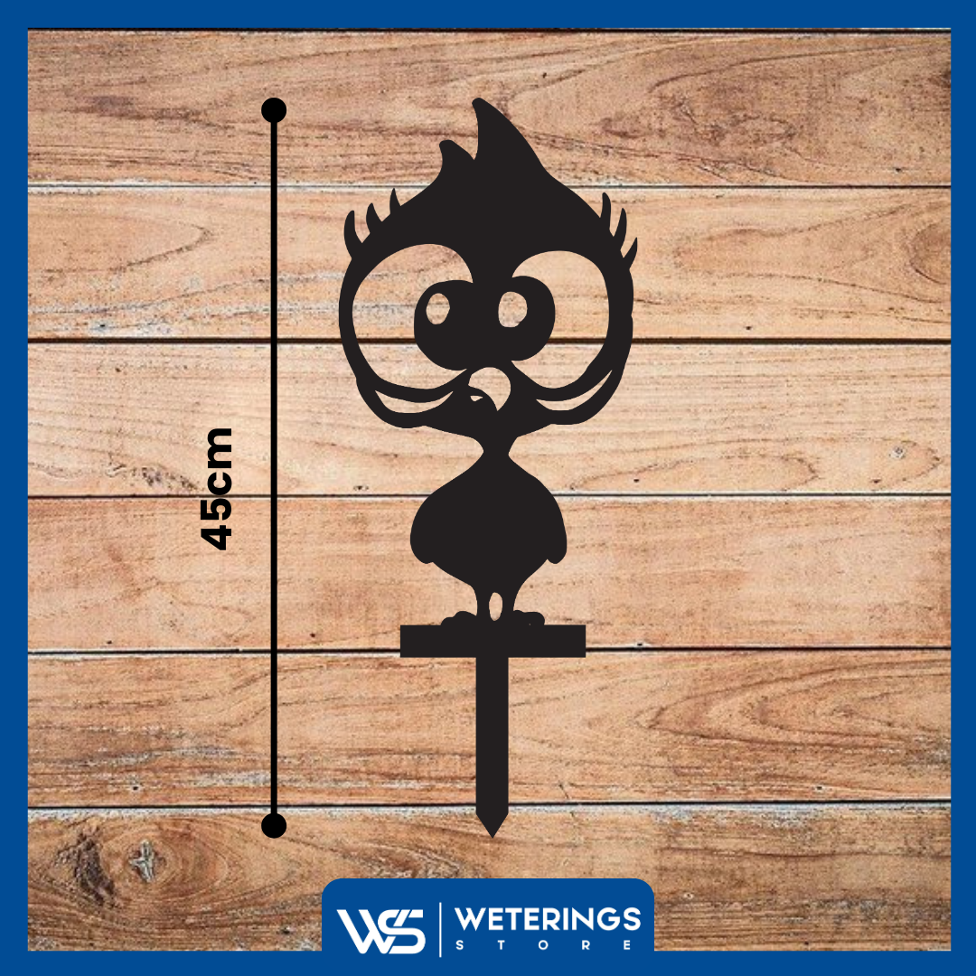 Roestige Cortenstaal Kip Tuinsteker – Speelse Cartoon Kijkkip voor Buiten