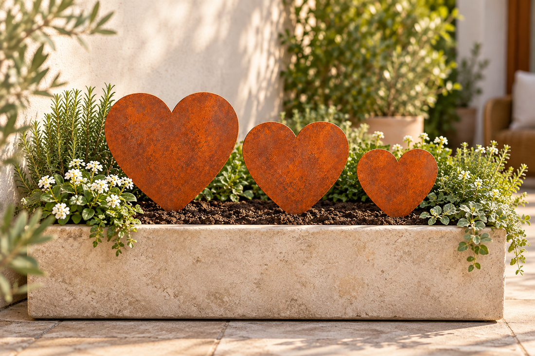 Set van 3 Tuinharten van 3 mm Cortenstaal – 15, 20 & 25 cm