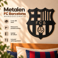 FC Barcelona wanddecoratie met vinkjes voor 2 mm staal, matzwarte poedercoating, een subtiel 3D-effect en inclusief montagemateriaal.