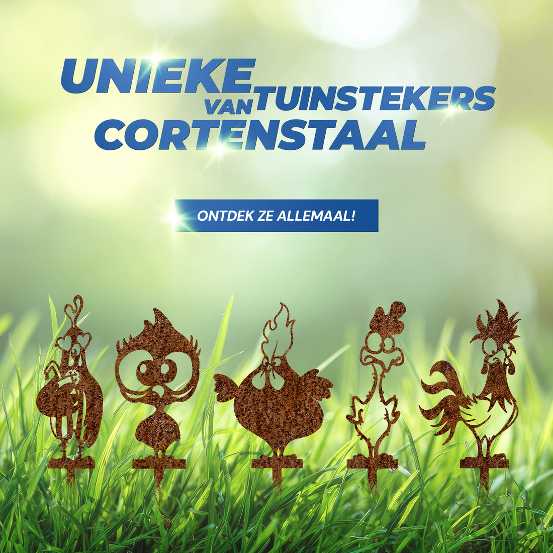 Cortenstaal Haan Tuinsteker – Stoere Windvaan Silhouet voor Buiten