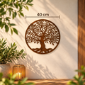 Levensboom wanddecoratie van cortenstaal met een diameter van 40 cm