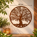 Levensboom wanddecoratie van cortenstaal met een diameter van 60 cm