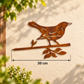 Afmetingen van metalen merel tuindecoratie van cortenstaal, 30 cm breed
