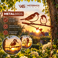 USP-afbeelding van een cortenstalen Metalbird tuindecoratie, gemaakt van 2 mm dik staal, Nederlands geproduceerd en voorzien van een natuurlijke roestpatina. Geschikt voor plaatsing in een boom of houten schutting.