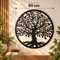 Extra grote zwarte levensboom van 80 cm als opvallende wanddecoratie in een ruim interieur