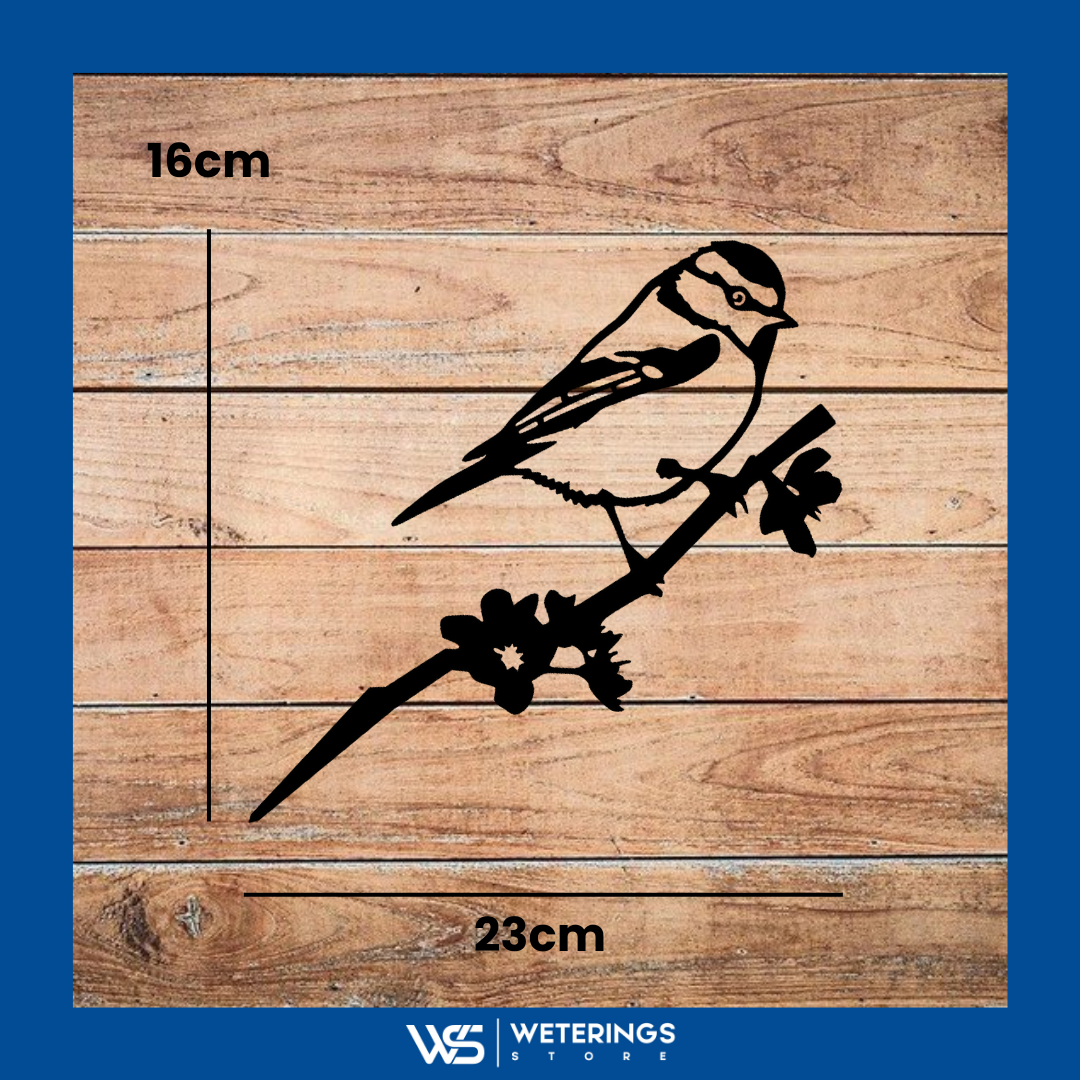 Cortenstalen Pimpelmees Tuindecoratie 30x20 cm – Duurzaam, Roestend & Eenvoudig te Bevestigen