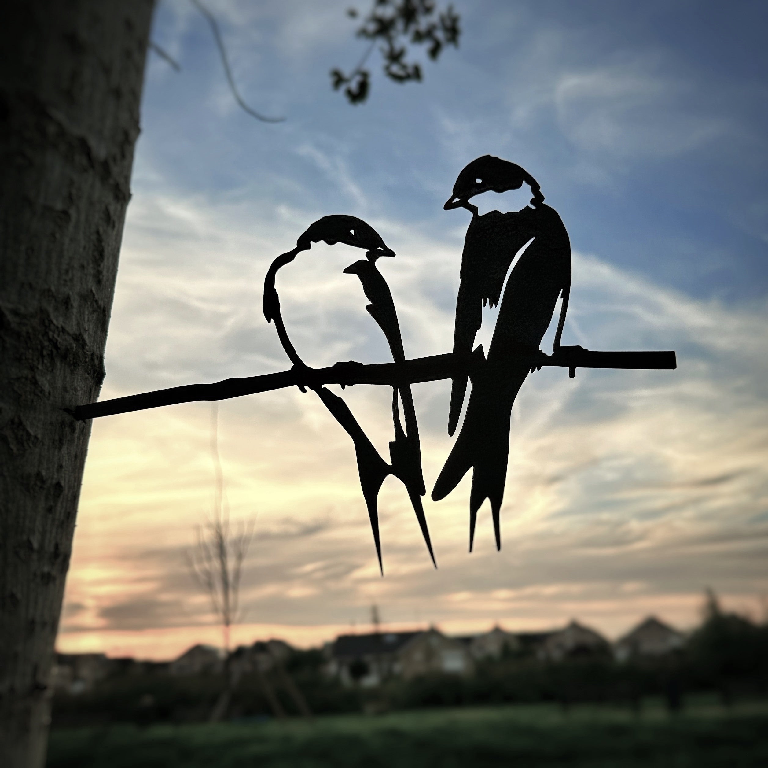 Garden decoration - Corten steel - Metalbird - Weterings - Tree decoration - Swallows Couple - 32x22cm