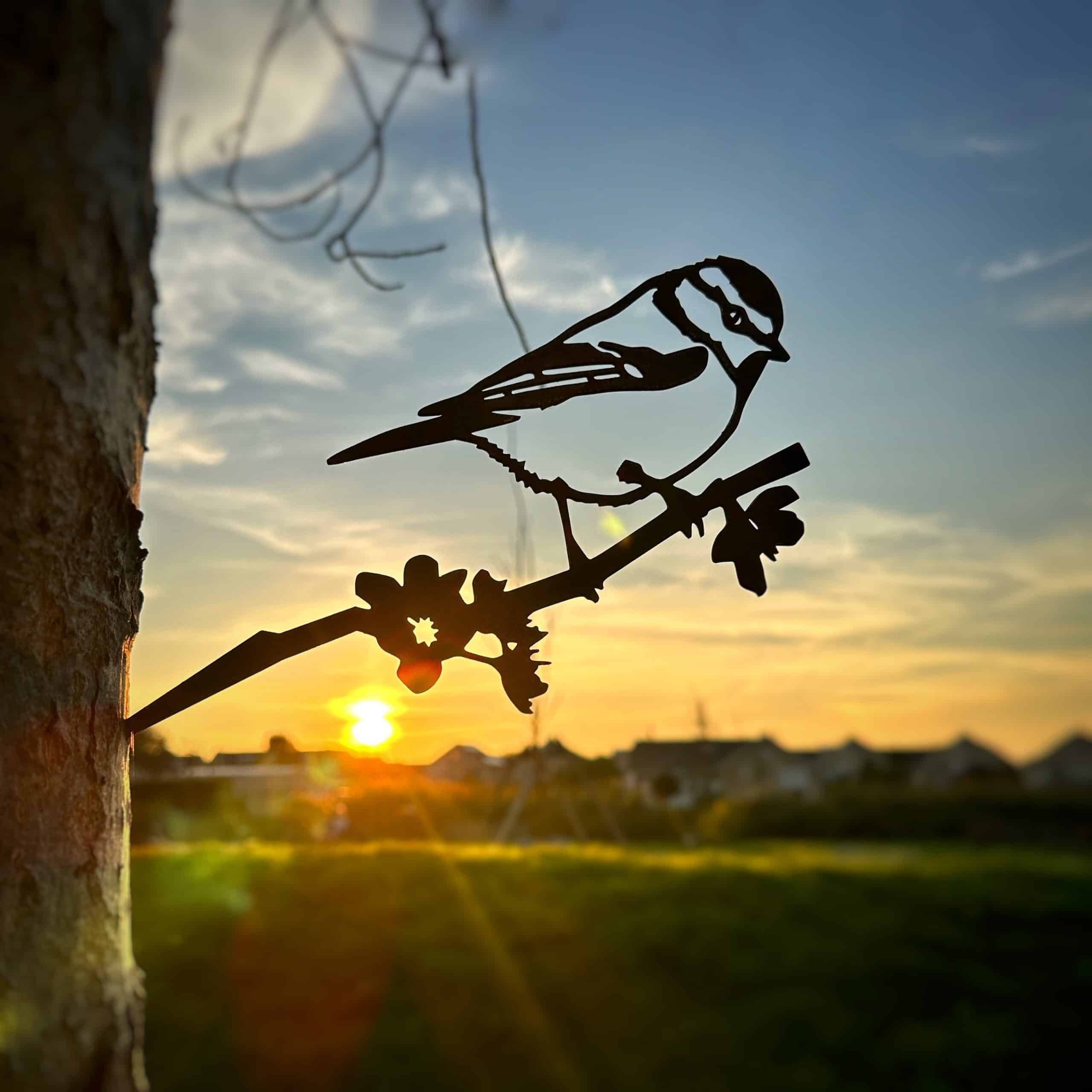 Garden decoration - Corten steel - Metalbird - Weterings ® - Tree decoration - Blue tit - 23x16cm