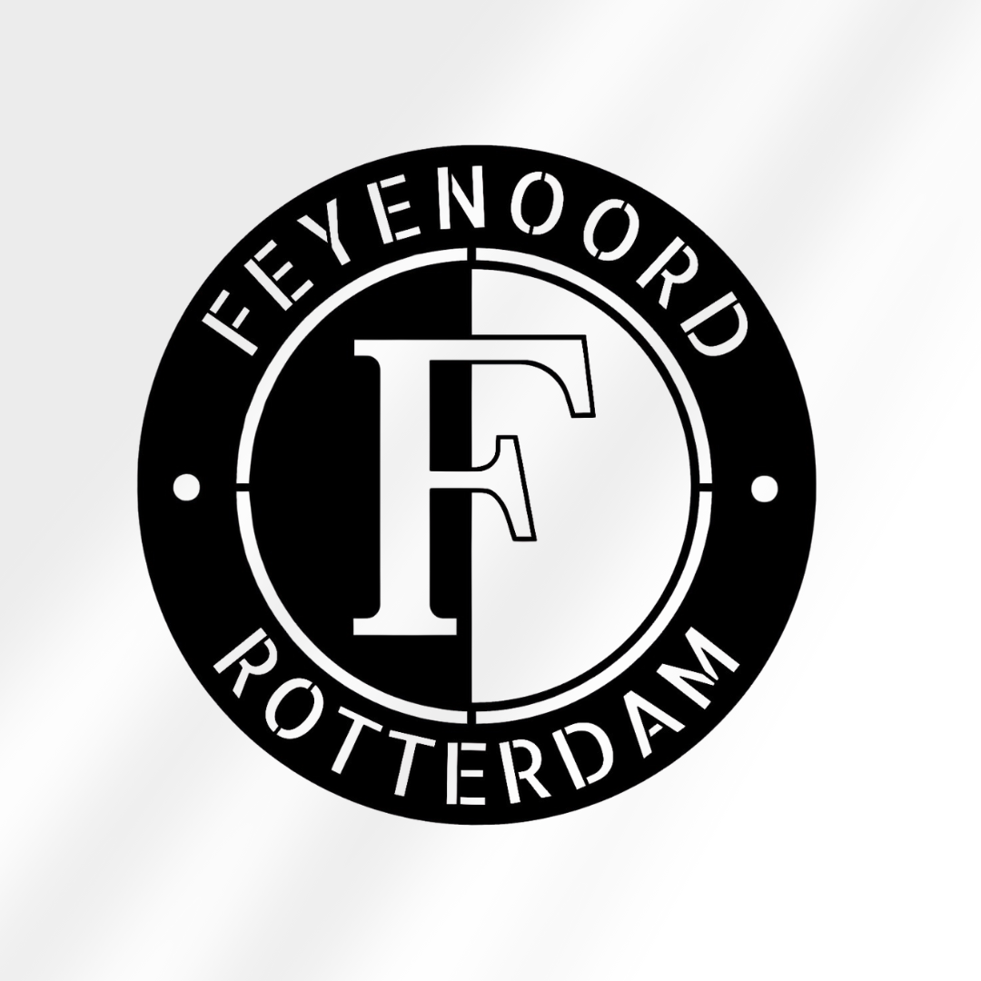 Feyenoord Wanddecoratie van Zwart Metaal – Iconisch Logo Ø40 & Ø60 cm