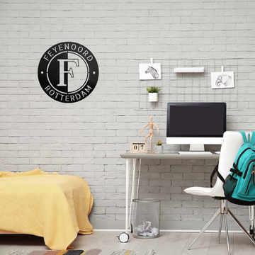 Feyenoord Wanddecoratie van Zwart Metaal – Iconisch Logo Ø40 & Ø60 cm