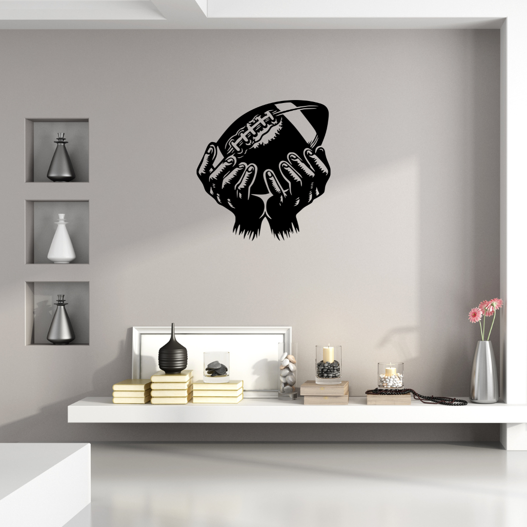 Rugby Wanddecoratie 45x45 cm van Staal – 3D Effect, Poedercoating en Robuust Ontwerp voor Sportkamer