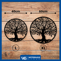 Tree of Life wanddecoratie van 40/60 cm, gemaakt van 2 mm dik staal met matte zwarte poedercoating. Rustieke look met prachtig 3D-effect.