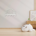 Witte kinderkapstok met safari-thema, 5 haakjes, gepoedercoat staal met dierenillustraties