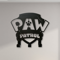Zwarte kinderkapstok Paw Patrol-thema, 5 haakjes.