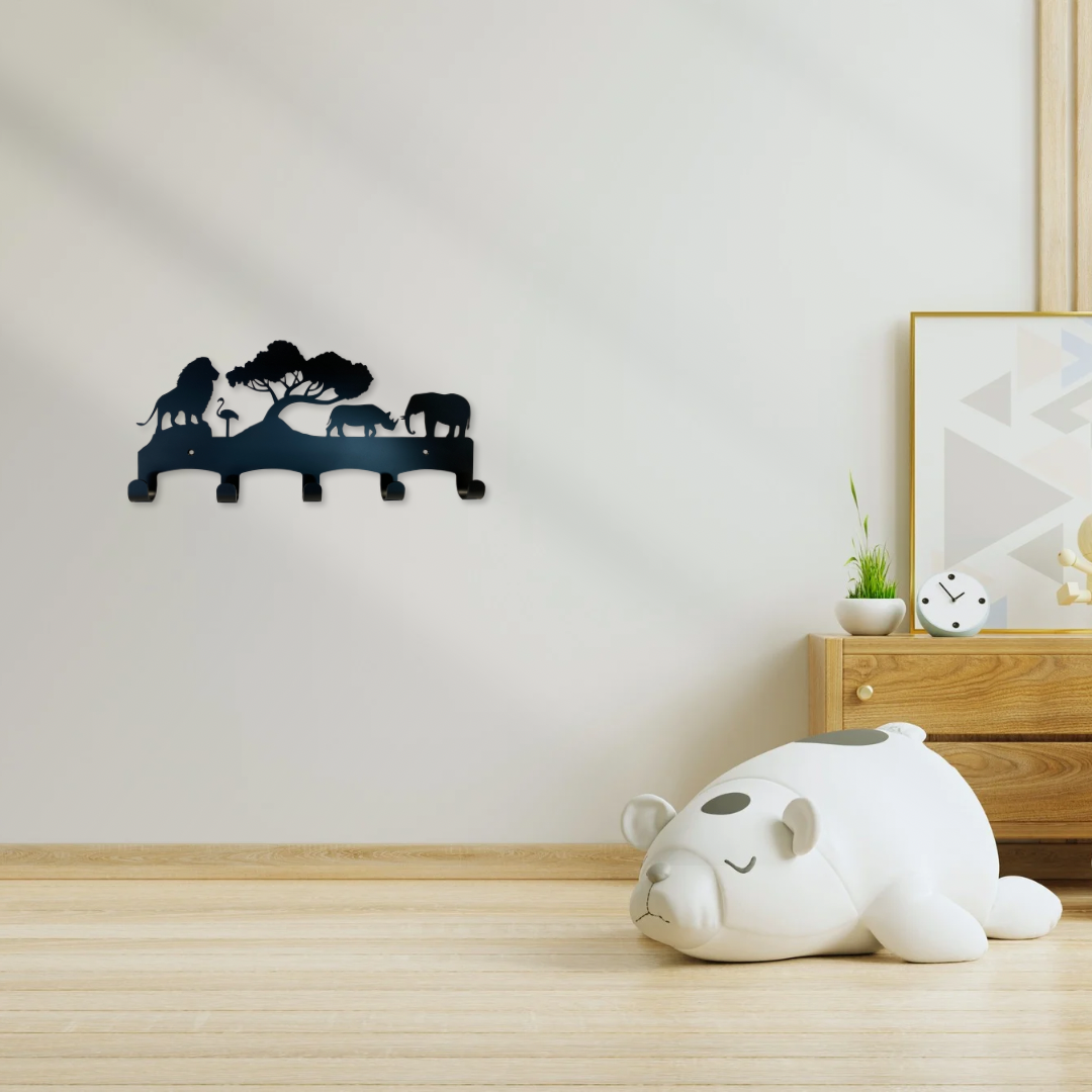 Jungle Children's Coat Rack - Steel - 400mm - 5 Hooks - Top Quality