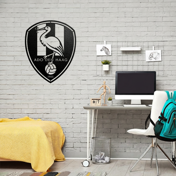 ADO Den Haag Zwart Gepoedercoat Stalen Logo – 40×50 cm Metalen Wanddecoratie
